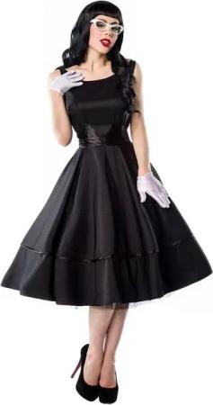 Atixo A-Linien-Kleid 50er Jahre Pin Up Rockabilly Kleid Retro Tanzkleid Retrokleid schwarz