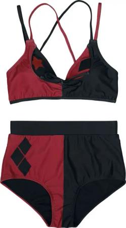 Batman - DC Comics Bikini-Set - Harley Quinn Stars and Diamonds - S bis XXL - für Damen - Größe L - rot/schwarz - EMP exklusives Merchandise!