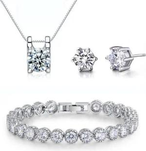 Kim Johanson Schmuckset Elli (3-tlg), mit Zirkonia, aus 925 Silber und Metall