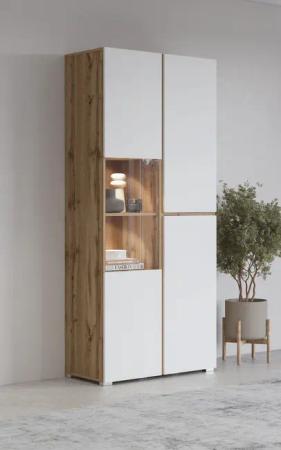 INOSIGN Vitrine "Cross, Höhe 183,5 cm, moderne grifflose Standvitrine mit 3 Türen", Hochschrank mit viel Stauraum, Glastür und verstellbaren Einlegeböden