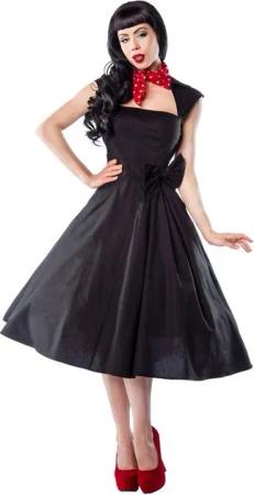 Atixo A-Linien-Kleid 50er Jahre Pin Up Rockabilly Kleid Retro Tanzkleid Retrokleid schwarz