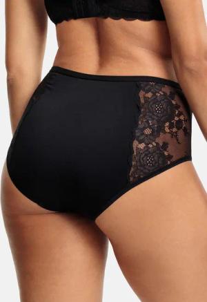 Taillenslip mit Spitzeneinsatz - schwarz - Gr. 40 von Goldner Fashion