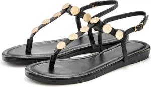 Vivance Sandale "Sommerschuh,", Zehentrenner mit goldfarbenen Schmuckelementen VEGAN