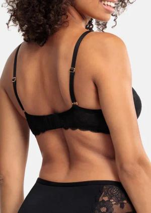 Bügelloser Soft-BH mit Spitze - schwarz - Gr. 75 A von Goldner Fashion