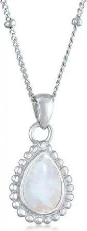 Elli Kette mit Anhänger Mondstein Tropfen Kugelkette 925 Silber