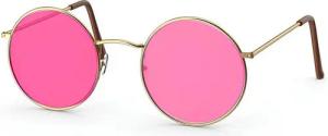Kostümheld® Hippie-Kostüm 1x Hippie Brille Kostümbrille rosa Accessoires für Fasching & Karneval