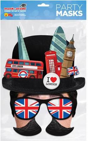 Verkleidungsmaske London - Masken - Bowler Touristenhut - Maske