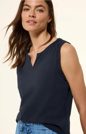 Cecil Damen Top in Unifarbe in Blau, Gr: XL