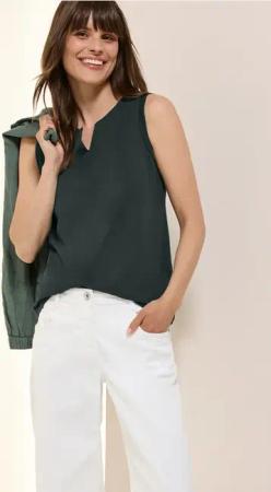 Cecil Damen Top in Unifarbe in Grün, Gr: S