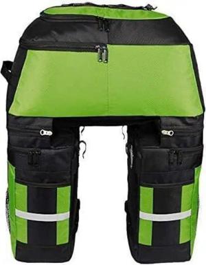 LuxusKollektion Fahrrad-Gepäckträger Fahrradtaschen 3 in 1 für Gepäckträger 70L wasserdicht Grün