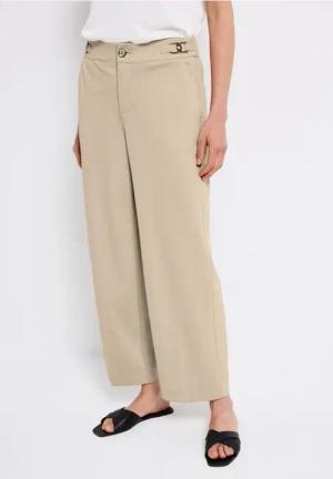 Street One Frauen Straight Leg Piquée Hose in Beige, Gr: 34