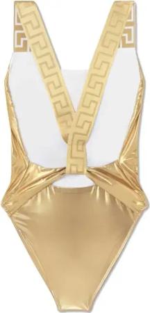 Versace - One Piece Swimsuit With Greek Border - Größe 2 - braun