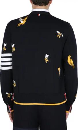 Thom Browne - Cardigan With Birds And Bees Inlays - Größe 5 - blau