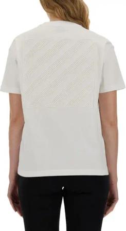 Off-White - White T-Shirt With Geometric Logo Design - Größe M - weiß