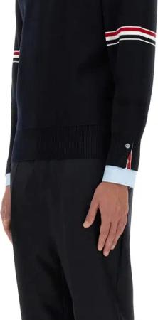Thom Browne - Cotton Jersey With Rwb Stripe - Größe 2 - blau