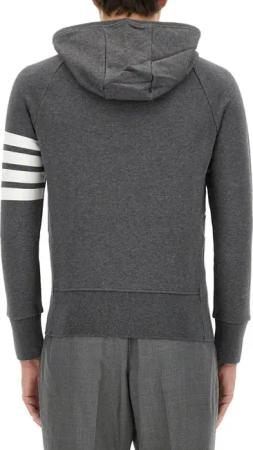 Thom Browne - Zip-Up Hoodie With Striped Detail - Größe 5 - grau