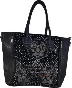Einkaufszauber Handtasche Shoppertasche Katzen, Katze aus Strass