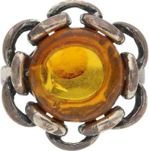JuwelmaLux Fingerring JuwelmaLux Trachtenring 925/000 Silber mit Bernstein, geschwärzt JL30- (kein Set, 1-tlg)