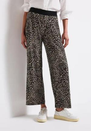 Street One Frauen Jersey-Hose mit Leo-Muster in Schwarz, Gr: 34