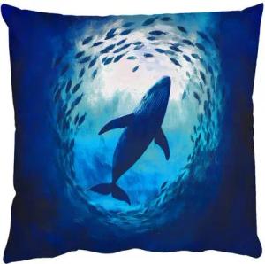 MuchoWow Dekokissen Wal - Fisch - Dunkelblau, Zierkissen mit Füllung für Wohnzimmer, Sofakissen, 40x40 cm