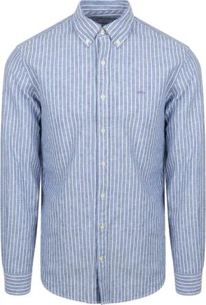 McGregor Hemd Linen Blend Streifen Blau - Größe XL