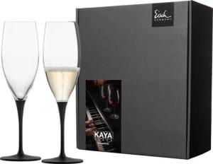 Eisch Germany Champagnerglas "KAYA BLACK", (Set, 2 tlg., 2 Champagnergläser im Geschenkkarton), in Handarbeit Schiefer- Glasur, 278 ml, 2-teilig, Made in Germany
