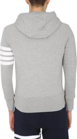 Thom Browne - Classic Zip-Up Hoodie With Iconic Stripe Detail - Größe 5 - grau
