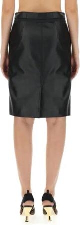Fendi - Knee-Length Black Leather Skirt - Größe 42 - schwarz