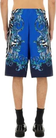 Versace Jeans Couture - Blue Viscose Shorts With Intricate Patterns - Größe 52 - blau