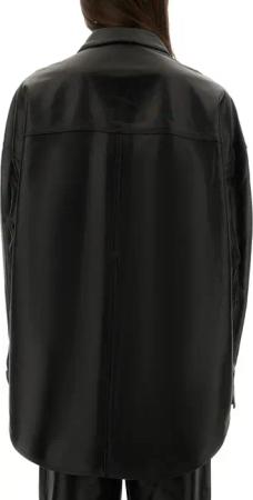 Michael Kors - Button-Up Oversized Black Lamb Leather Jacket - Größe S - schwarz