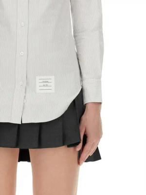 Thom Browne - Button-Down Collar Shirt With Subtle Striped Patte - Größe 44 - weiß