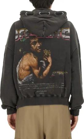 Off-White - Graphic Print Hoodie With Artistic Back Design - Größe S - schwarz