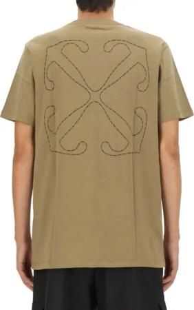 Off-White - Oversized T-Shirt With Back Arrow Embroidery - Größe M - beige