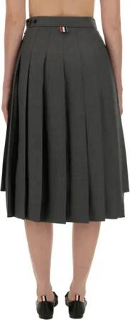Thom Browne - Pleated Grey Midi Skirt With High-Low Hem - Größe 36 - grau