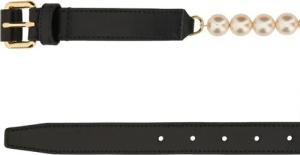 Moschino Gürtel - Belt With Pearl Adornments - Gr. 80 - in Schwarz - für Damen