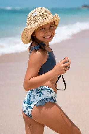 Kinderbademode Tropisches Mädchen-Tankini-Set