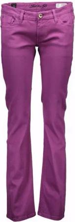 Datch 5-Pocket-Hose Lila Damenhose mit Röhrenbein & Stickerei - 5 Taschen Design