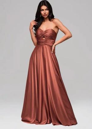 OMBRE Abendkleid Schulterfreies Satinkleid