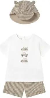 Mayoral Kleider & Outfits 1651 Conjunto 3 piezas coches bebé Beige