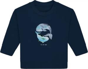 Mr. & Mrs. Panda Longpullover Walfisch Thunfisch 6. - 12. Monat - French Navy - Geschenk, Tiere, Ba (1-tlg) Umweltfreundliches Material