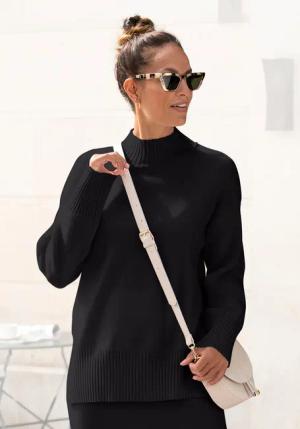 LASCANA Stehkragenpullover Damen schwarz Gr.40/42