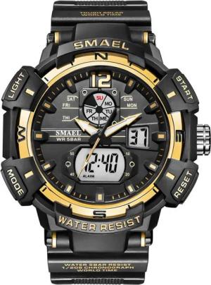 SMAEL stoßfeste Outdoor-Uhr mit LED-Anzeige-Kalender-LED-beleuchtete Outdoor Watch, 50 Meter wasserdichte Digitaluhr mit Alarm und Stoppuhr