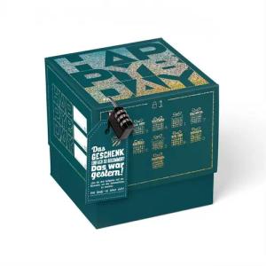 SURPRISA Geschenkbox mit Rätsel und Schloss, mit Glitzerfolie veredelt