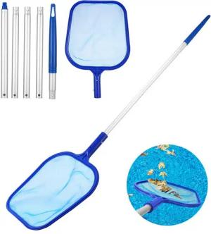 BlingBin Kescher Pool Kescher Set Teichkescher & Pool Kescher mit Teleskopstange 160 cm (1er Set, 1-St., 5-Pol Teleskop Aluminiumstange Pool Kescher), Algenkescher für Pools, Teiche, Spa, Whirlpools