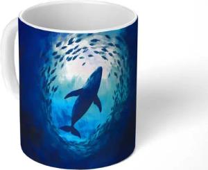 MuchoWow Tasse Wal - Fisch - Dunkelblau, Keramik, Kaffeetassen, Teetasse, Becher, Kaffeebecher, Geschenk