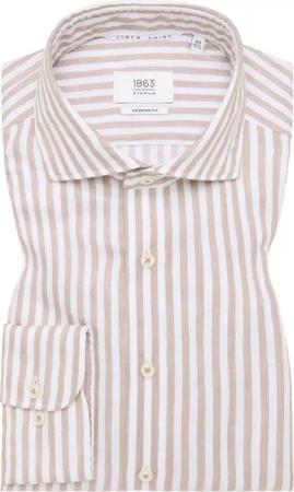 MODERN FIT Linen Shirt in taupe gestreift