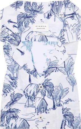 MODERN FIT Hemd in blau bedruckt