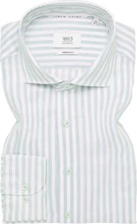 MODERN FIT Linen Shirt in pistazie gestreift