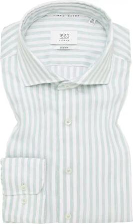 SLIM FIT Linen Shirt in pistazie gestreift