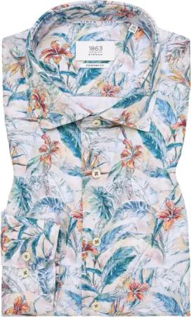 COMFORT FIT Linen Shirt in sand bedruckt